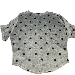 Olivia Blu Women's Gray Polka Dot Relaxed Fit‎ Dolman Sleeve Top Size M